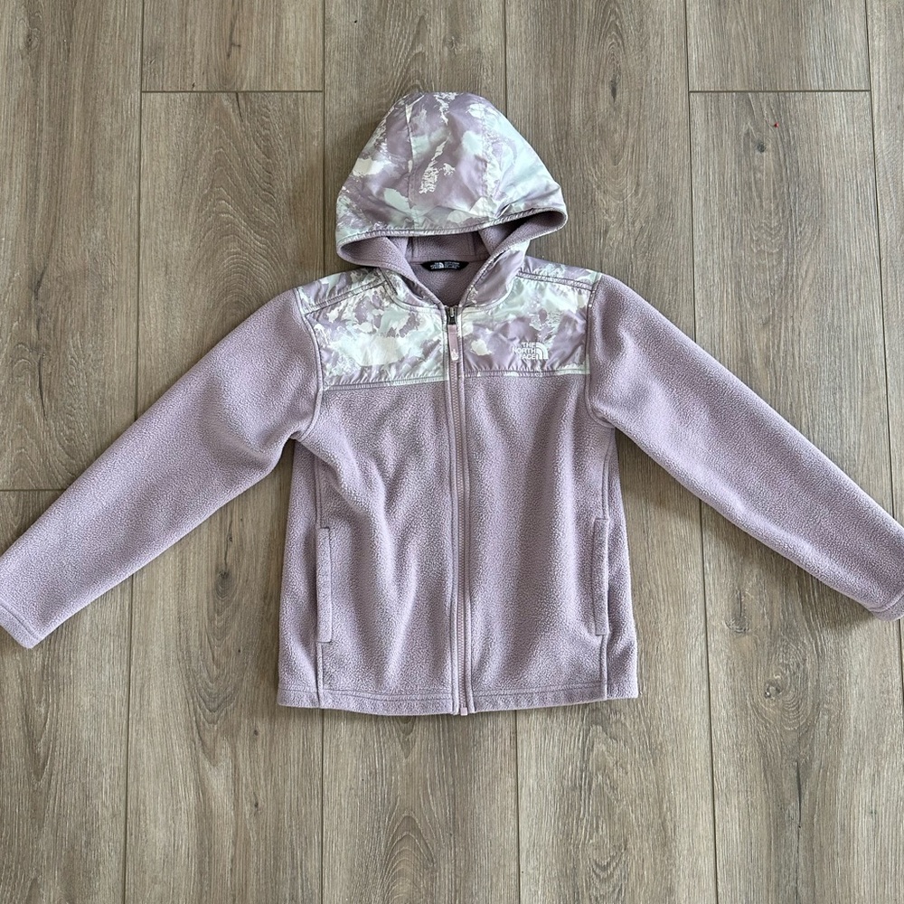 The North Face Girls Jacket Fleece Full Zip Hood Lavender Tie Dye